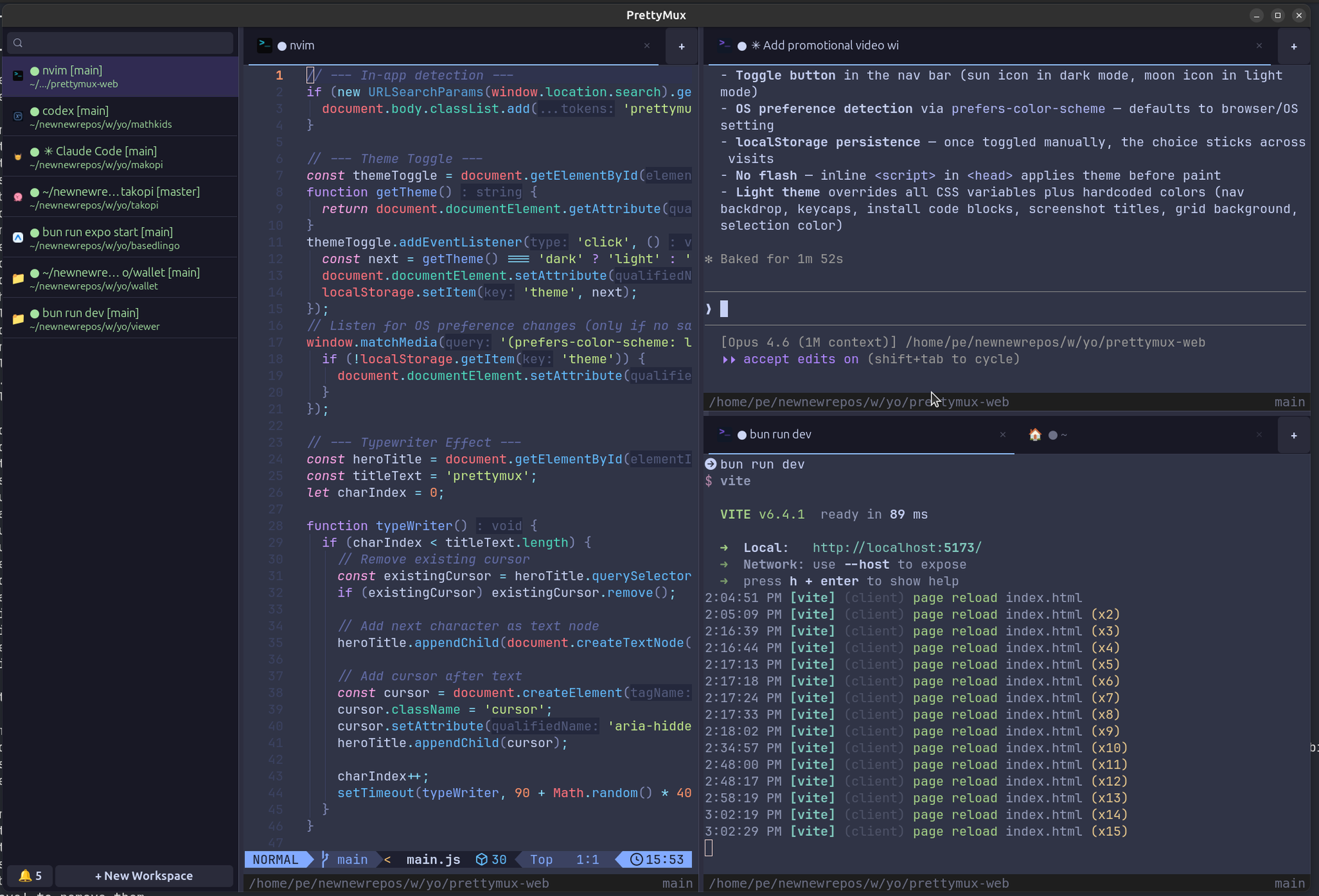 Terminal Splitting and Workspace Tabs